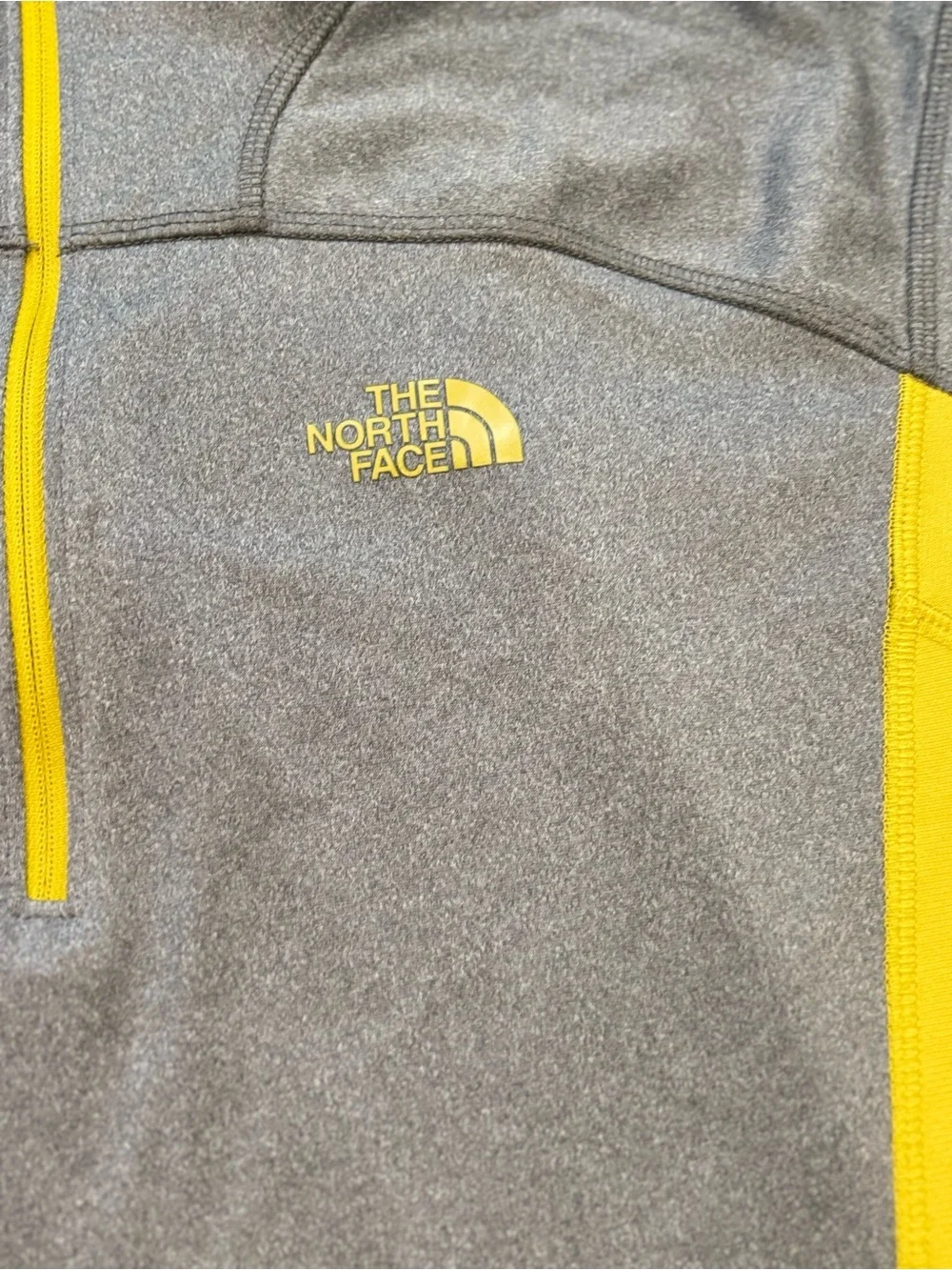 The North Face Gray and Yellow Quarter-Zip Pullover